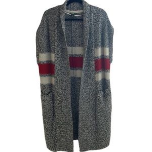 Roots Cabin wool blend maxi knit sweater/cardigan with pockets.